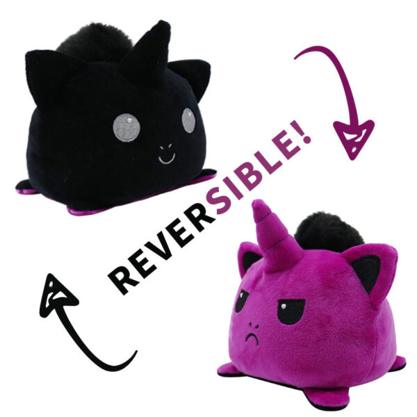 Black and Purple Unicorn Reversible Plushie